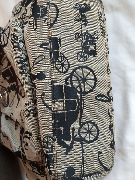 Coach Beige-Black Carriage Print Jacquard Canvas Leather Shoulder Bag F14855